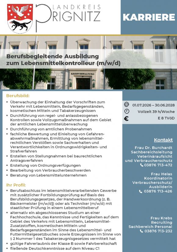 Berufsbegleitende Ausbildung zum Lebensmittelkontrolleur (m/w/d) - Seite 1